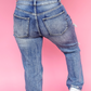 DESTROYED SUPER HIGH RISE STRETCH SLIM STRAIGHT JEANS - FINAL SALE