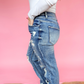 DESTROYED SUPER HIGH RISE STRETCH SLIM STRAIGHT JEANS - FINAL SALE