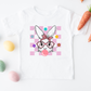 KIDS PINK CHECKERED BUNNY BUBBLE GUM TEE