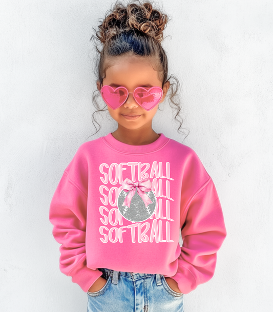 PINK SOFTBALL STACKED - MULTIPLE STYLES - TODDLER/YOUTH