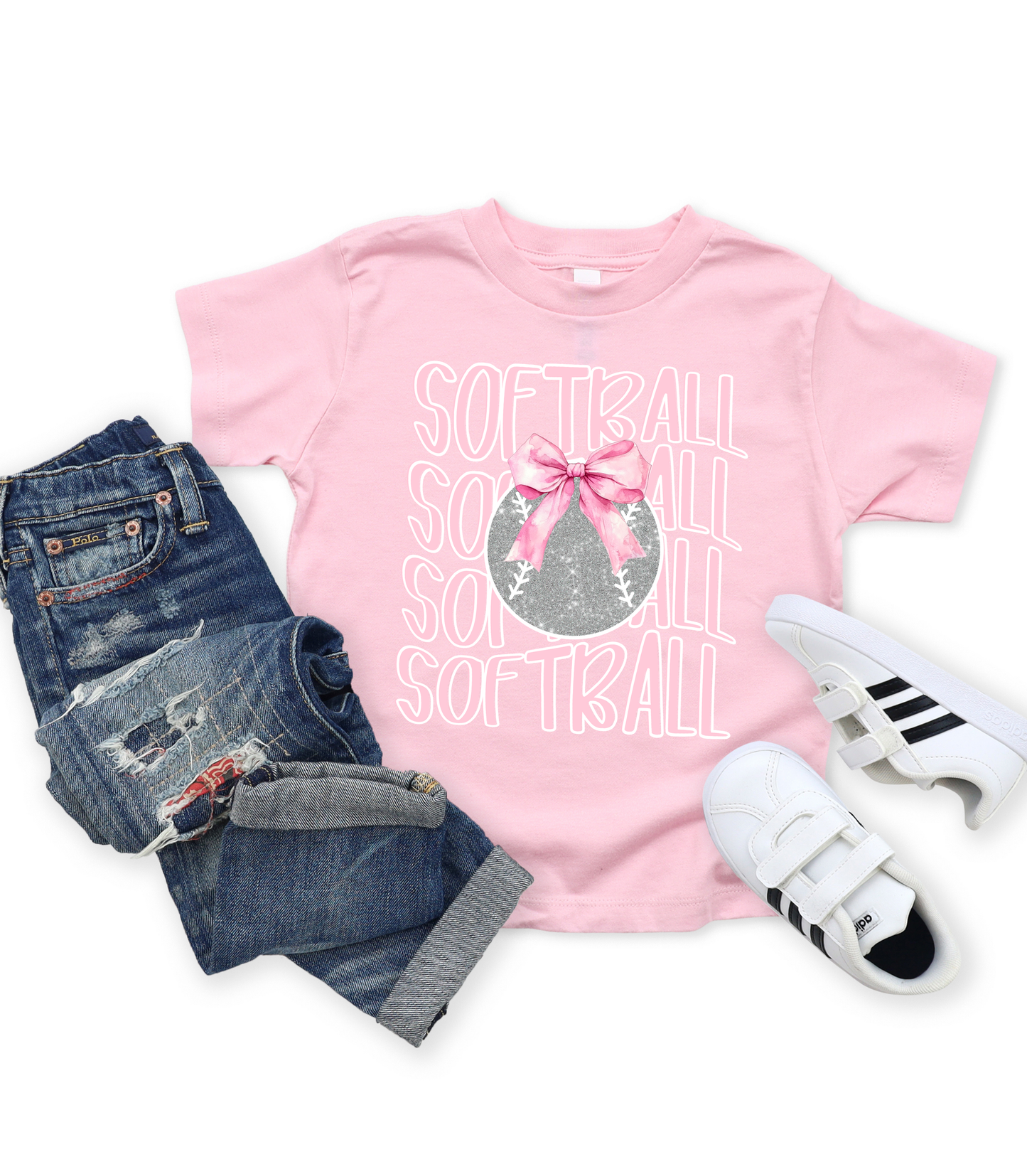 PINK SOFTBALL STACKED - MULTIPLE STYLES - TODDLER/YOUTH