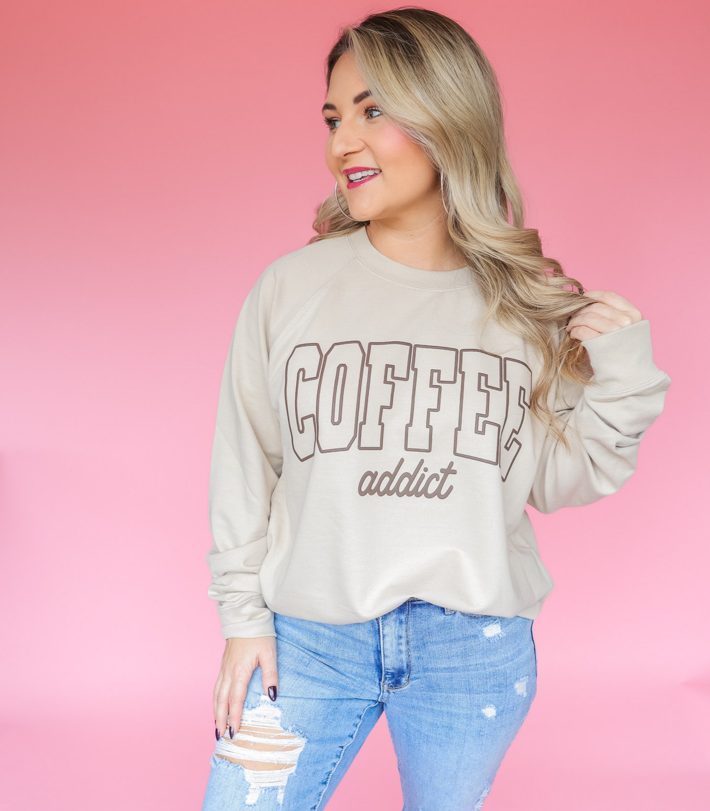 COFFEE ADDICT BROWN PUFF PRINT - TUESDAY TEES