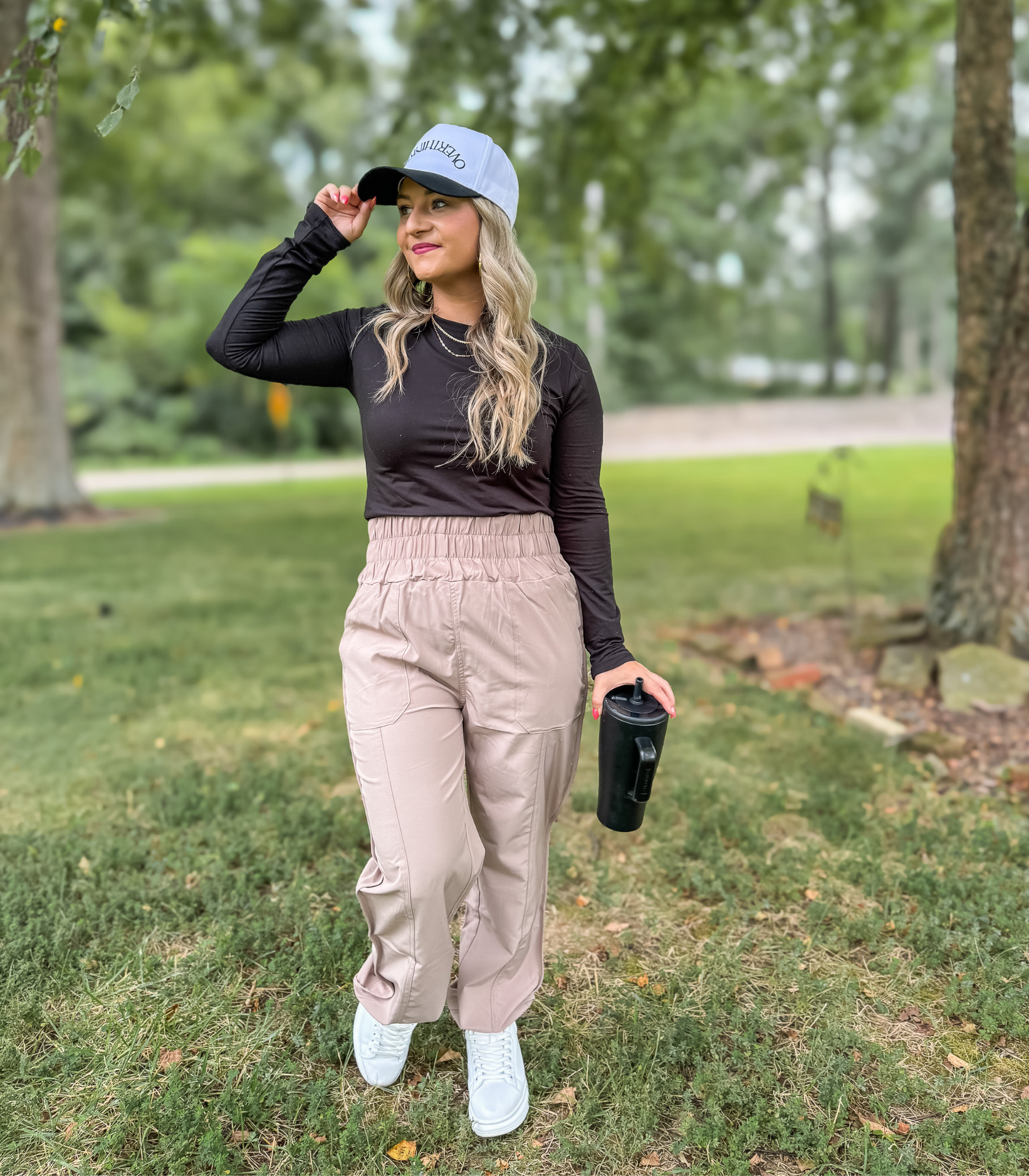 *BEST SELLING* ON THE MOVE SMOCKED WAIST JOGGERS - TAUPE