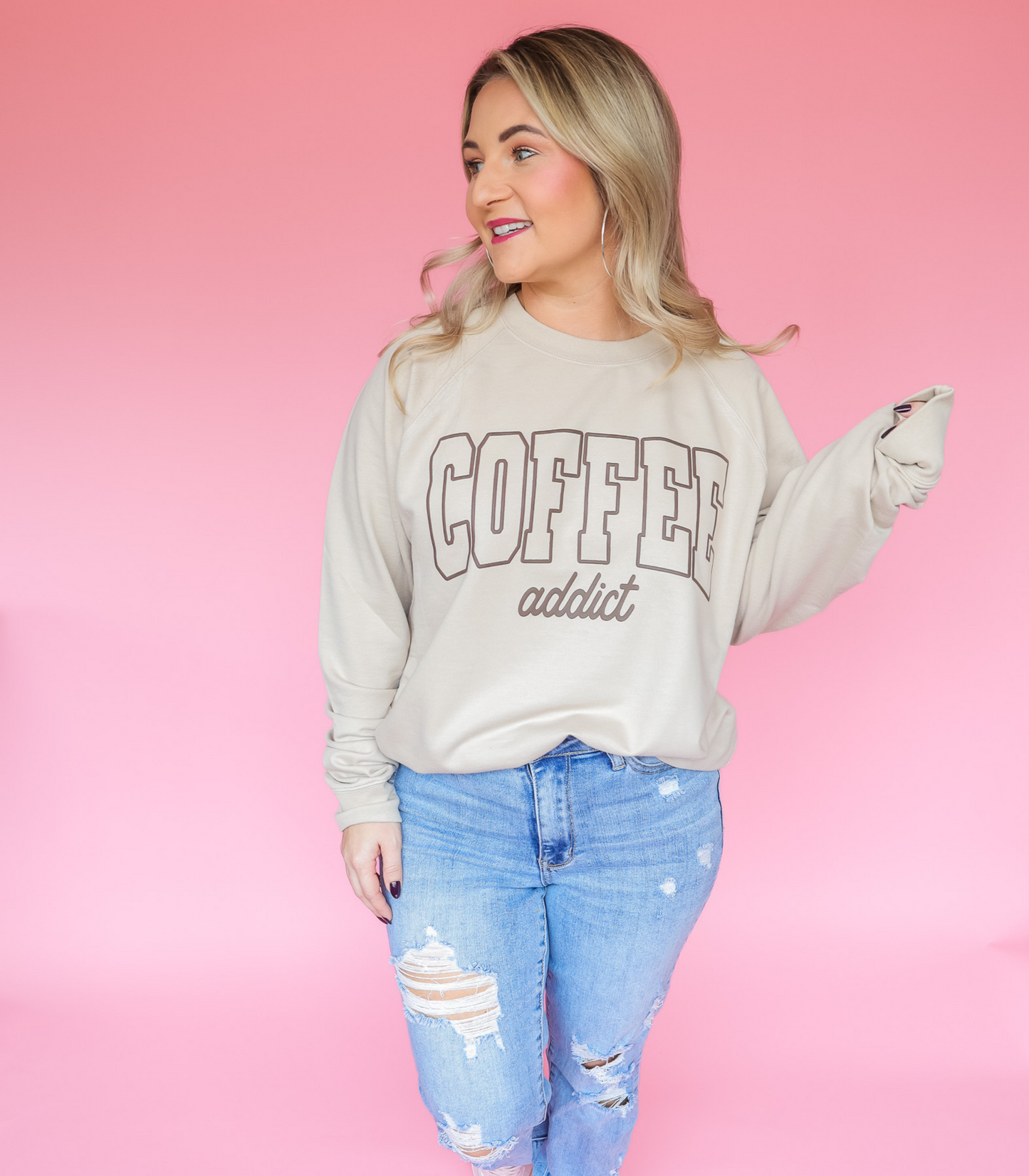 COFFEE ADDICT BROWN PUFF PRINT - TUESDAY TEES