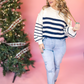 FOREVER WINTER NAVY STRIPED OVERSIZED SWEATER