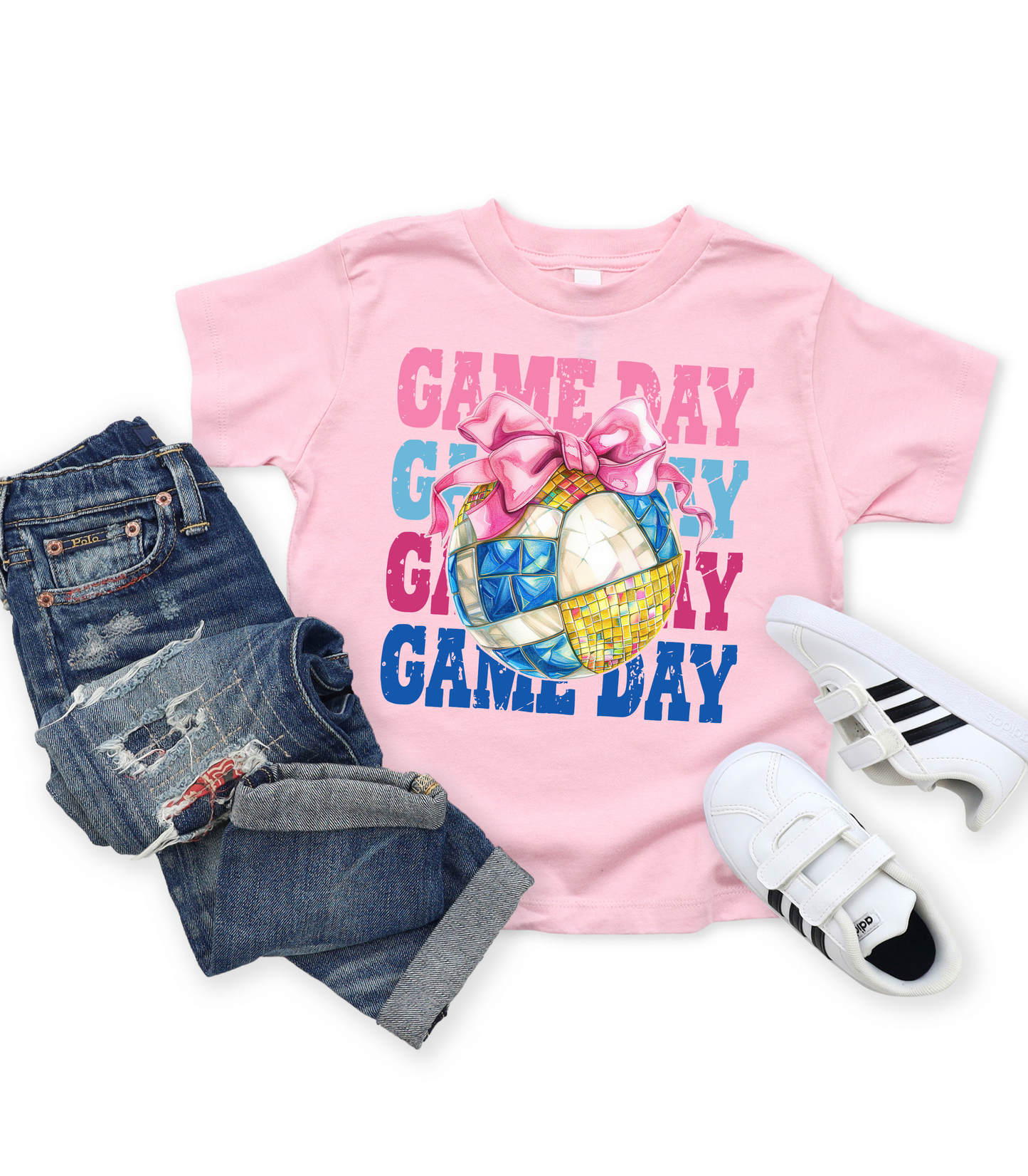 GAME DAY VOLLEYBALL DISCO STACKED - MULTIPLE STYLES - TODDLER/YOUTH