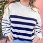 FOREVER WINTER NAVY STRIPED OVERSIZED SWEATER