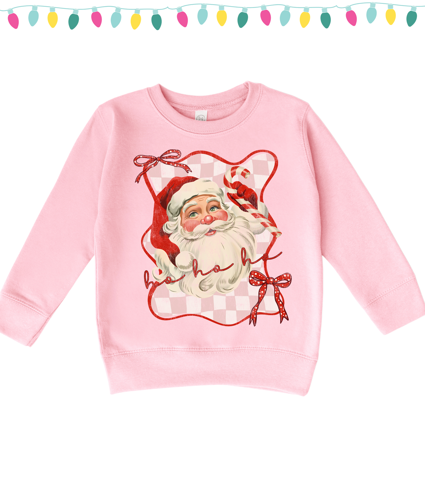 YOUTH HO HO HO SANTA BOW - TODDLER & YOUTH SWEATSHIRT OPTIONS