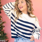 FOREVER WINTER NAVY STRIPED OVERSIZED SWEATER