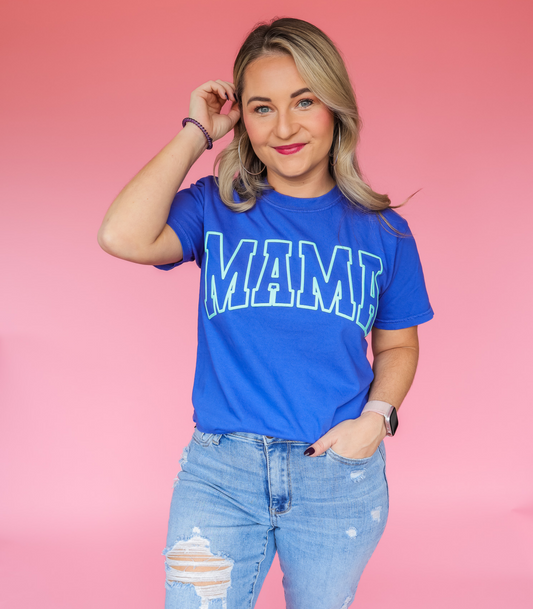 VARSITY MAMA AQUA PUFF PRINT - TUESDAY TEE