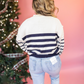 FOREVER WINTER NAVY STRIPED OVERSIZED SWEATER