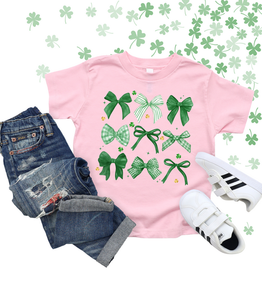 A LITTLE LUCK BOW COLLAGE TEE/CREW - TODDLER/YOUTH