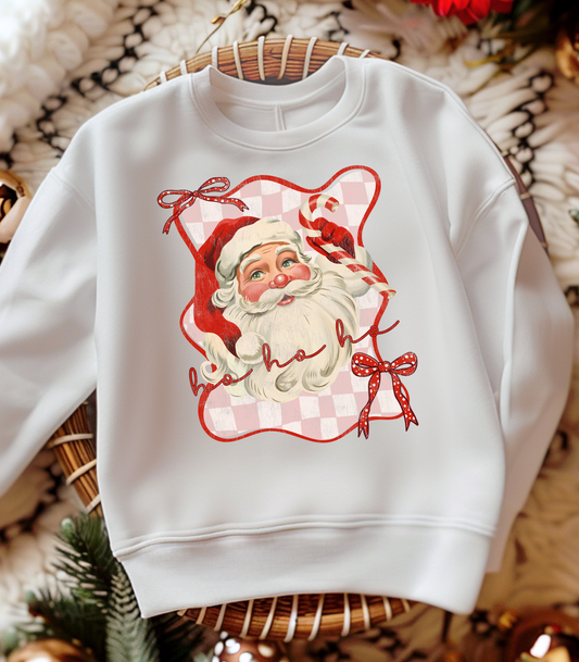 YOUTH HO HO HO SANTA BOW - TODDLER & YOUTH SWEATSHIRT OPTIONS