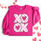 PINK CHECKERED XOXO CREW/TEE