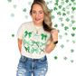 A LITTLE LUCK BOW COLLAGE TEE/CREW