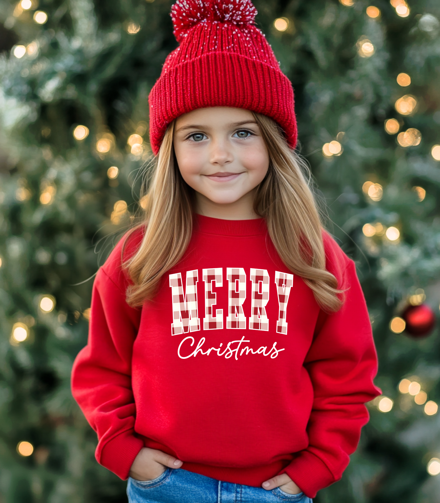 YOUTH PLAID MERRY CHRISTMAS - TODDLER & YOUTH SWEATSHIRT OPTIONS