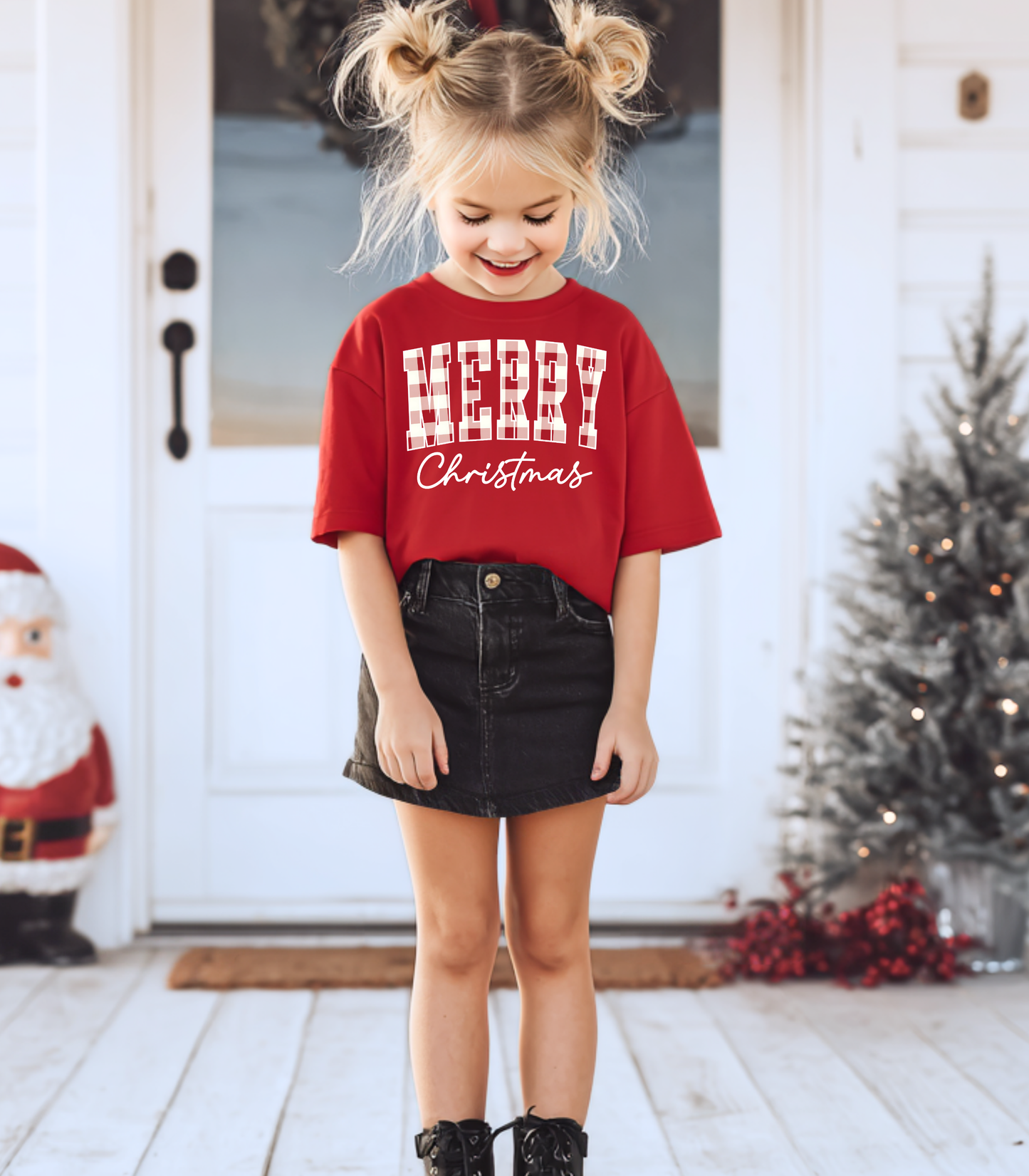 YOUTH PLAID MERRY CHRISTMAS - TODDLER & YOUTH TEES