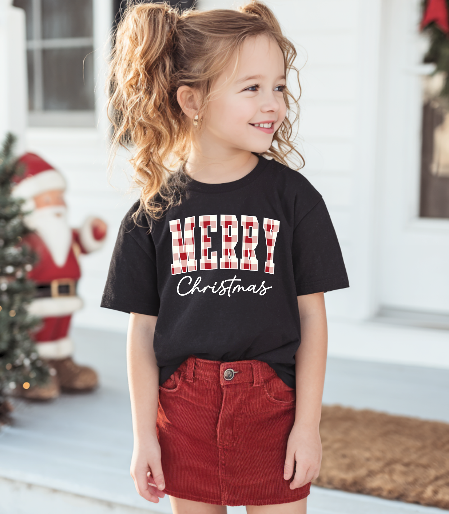 YOUTH PLAID MERRY CHRISTMAS - TODDLER & YOUTH TEES
