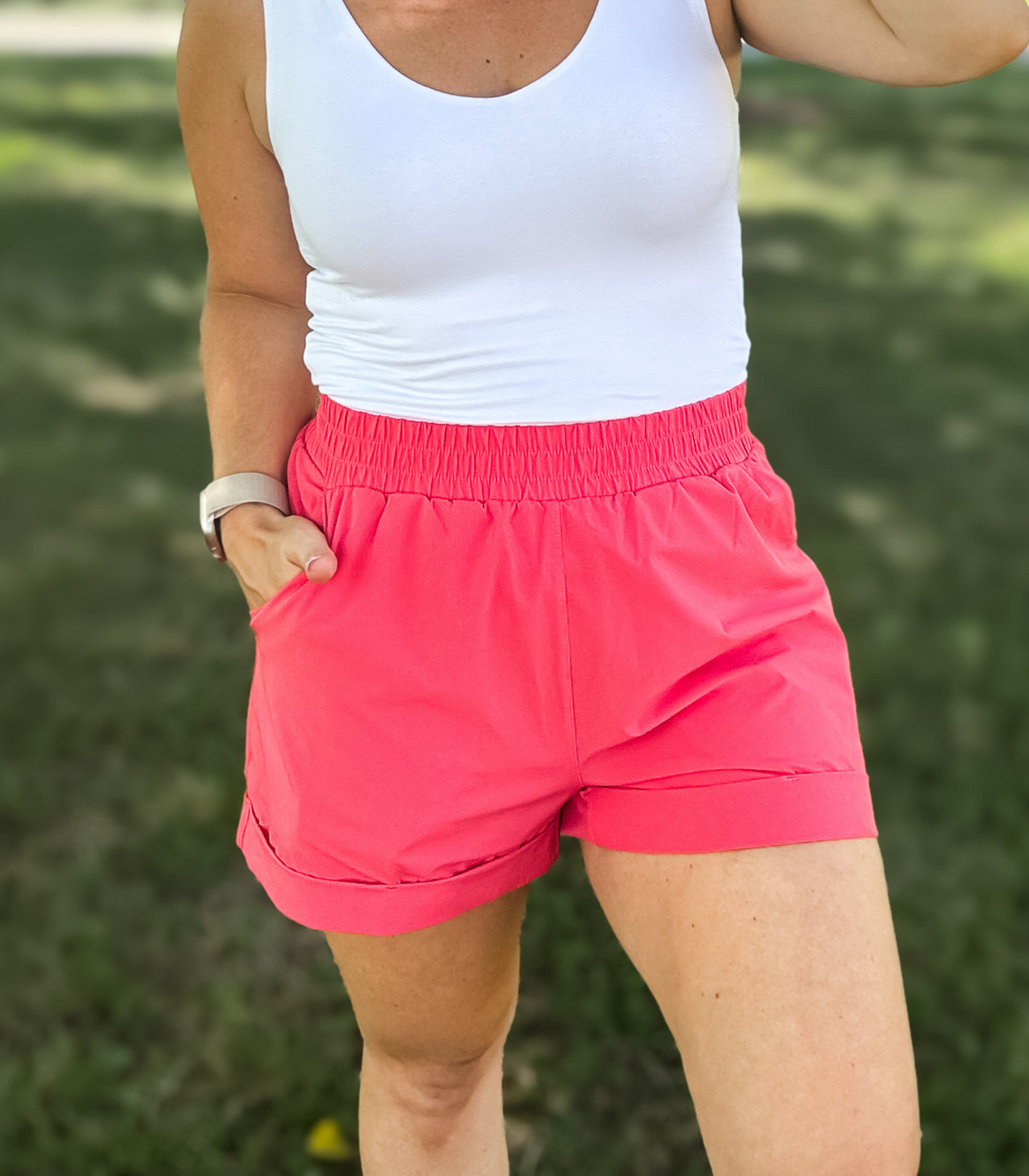 SLAY THE WAY HIGH WAISTED ATHELETIC SHORTS - FINAL SALE - PINK