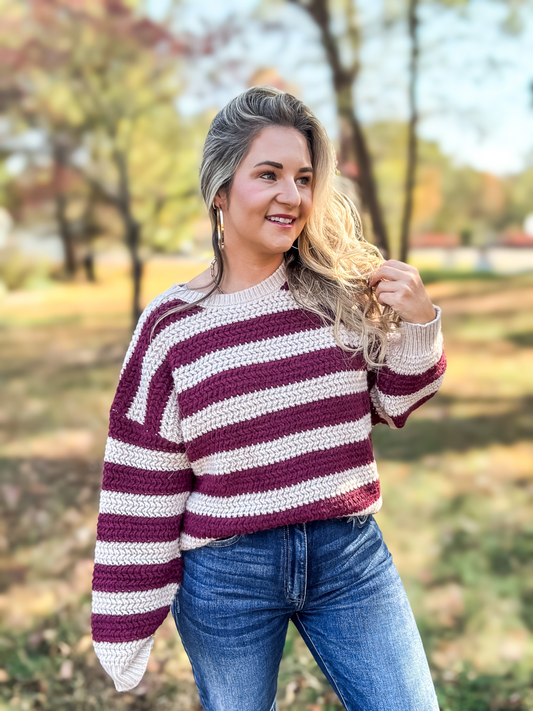 SWEET ON YOU STRIPED CHUNKY KNIT SWEATER