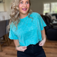 OCEAN WAVES ACID WASH SEMI-CROPPED BASIC TEE