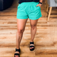SLAY THE WAY HIGH WAISTED ATHELETIC SHORTS - SEA FOAM