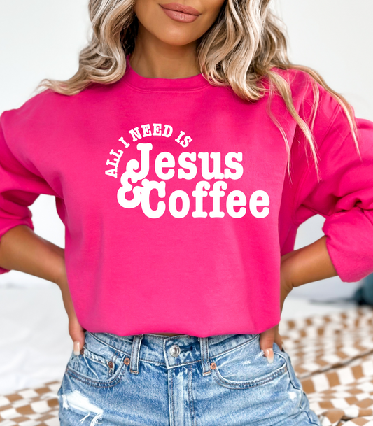 ADULT ALL I NEED IS JESUS AND COFFEE WHITE