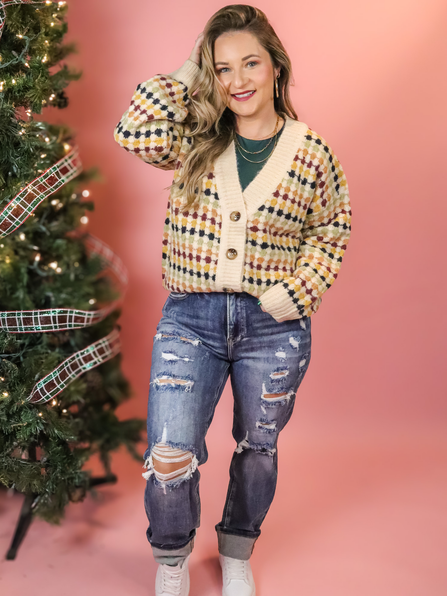 SNOW PLACE LIKE HOME BOYFRIEND BUTTON DOWN CARDIGAN