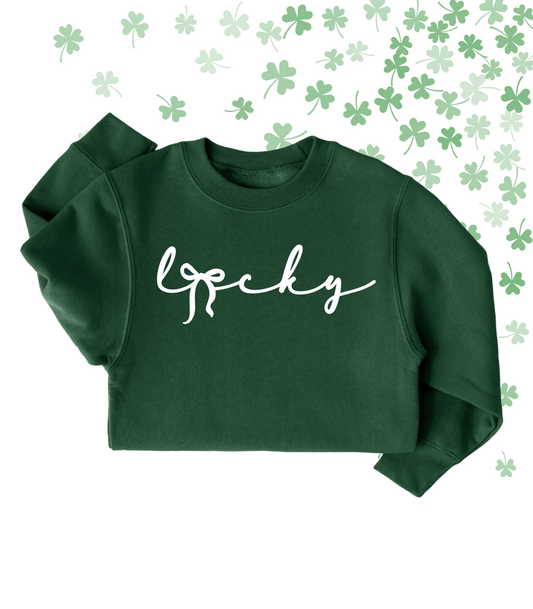 LUCKY SCRIPT BOW TEE/CREW - TODDLER/YOUTH