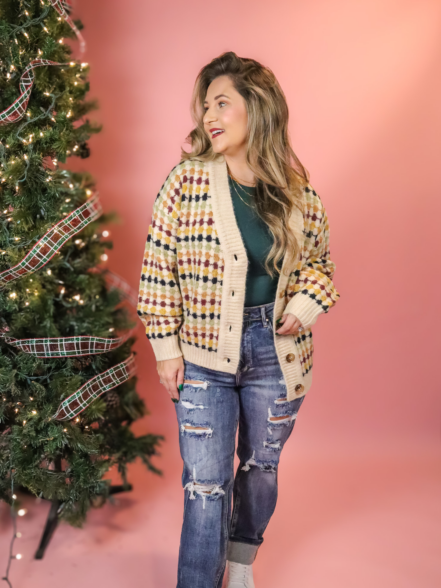 SNOW PLACE LIKE HOME BOYFRIEND BUTTON DOWN CARDIGAN