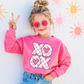 PINK XOXO CHECKERED YOUTH CREW/TEE