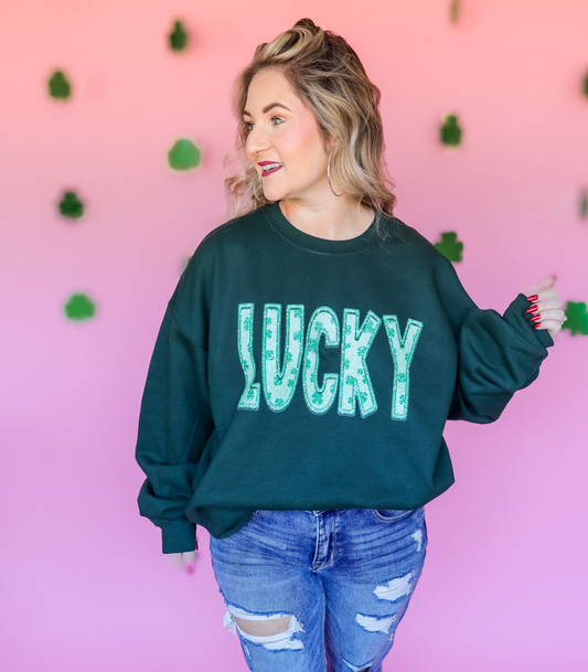 FAUX EMBROIDERY GLITTER LUCKY ADULTS
