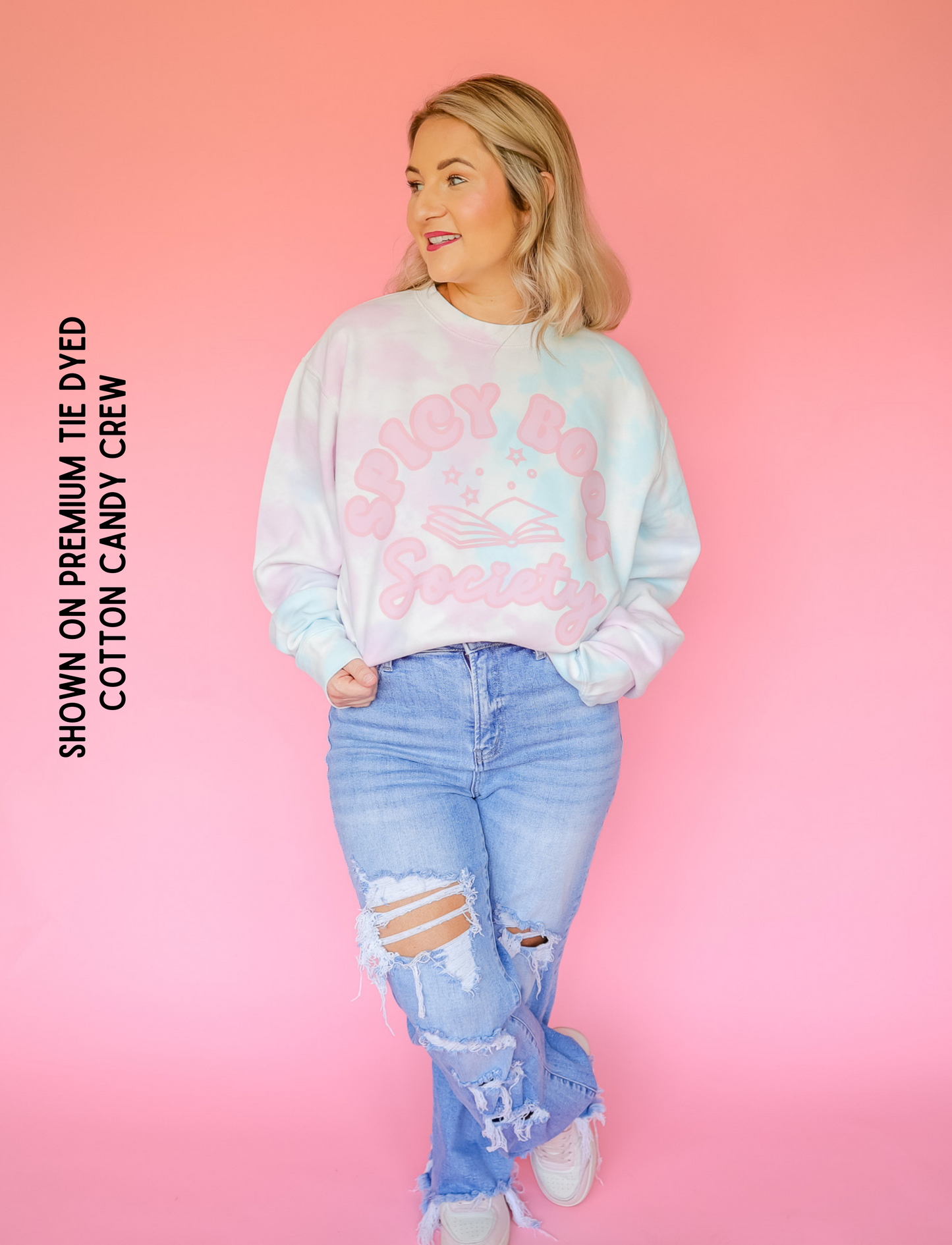 SPICY BOOK SOCIETY PREMIUM TIE DYE COTTON CANDY CREW