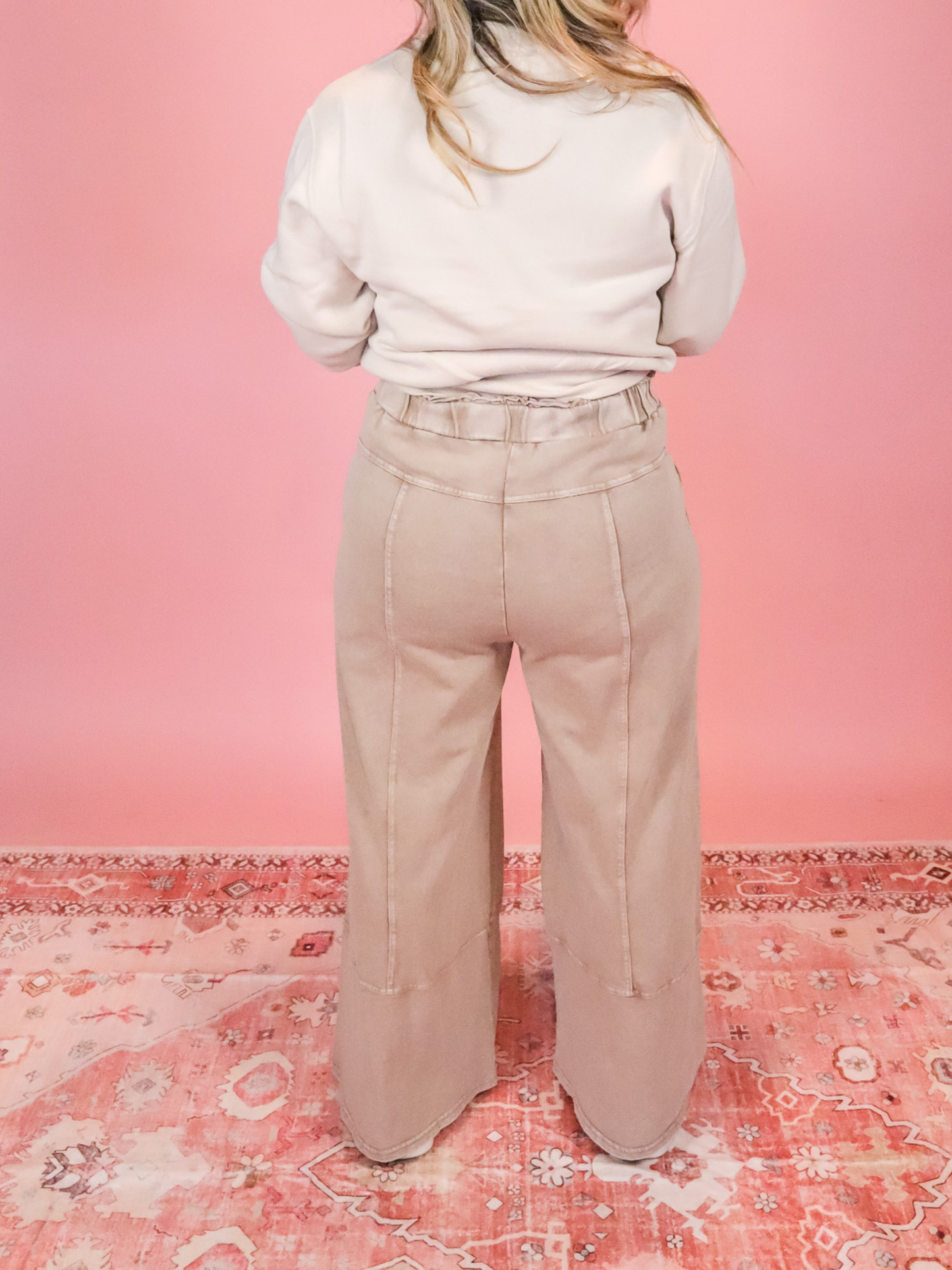 GOOD DAY MINERAL WASH FRENCH TERRY WIDE LEG PANTS