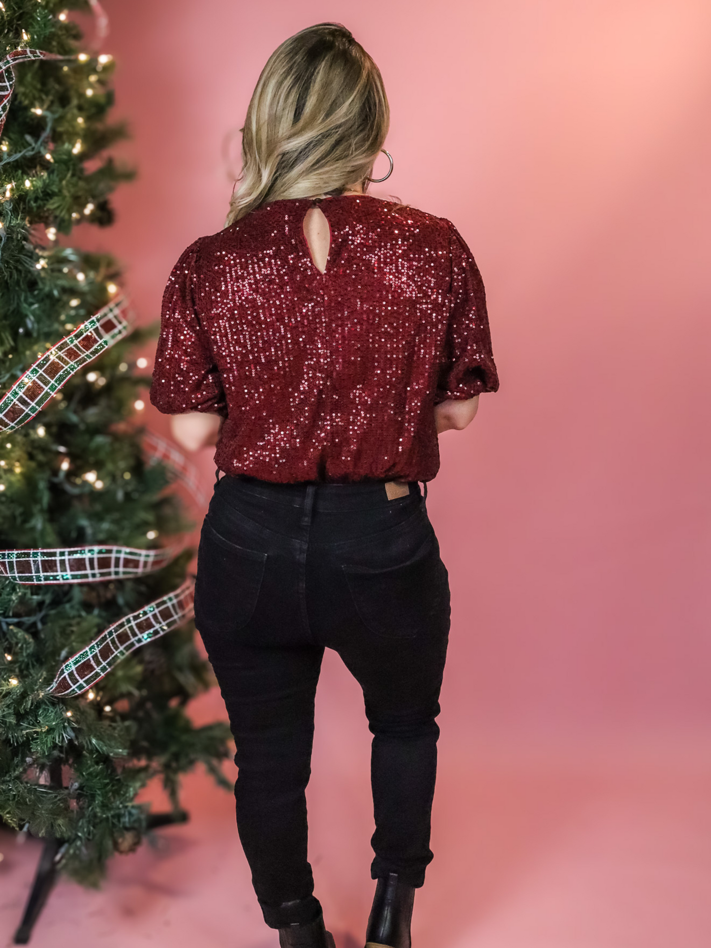 OH WHAT FUN LINED RED SEQUIN TOP