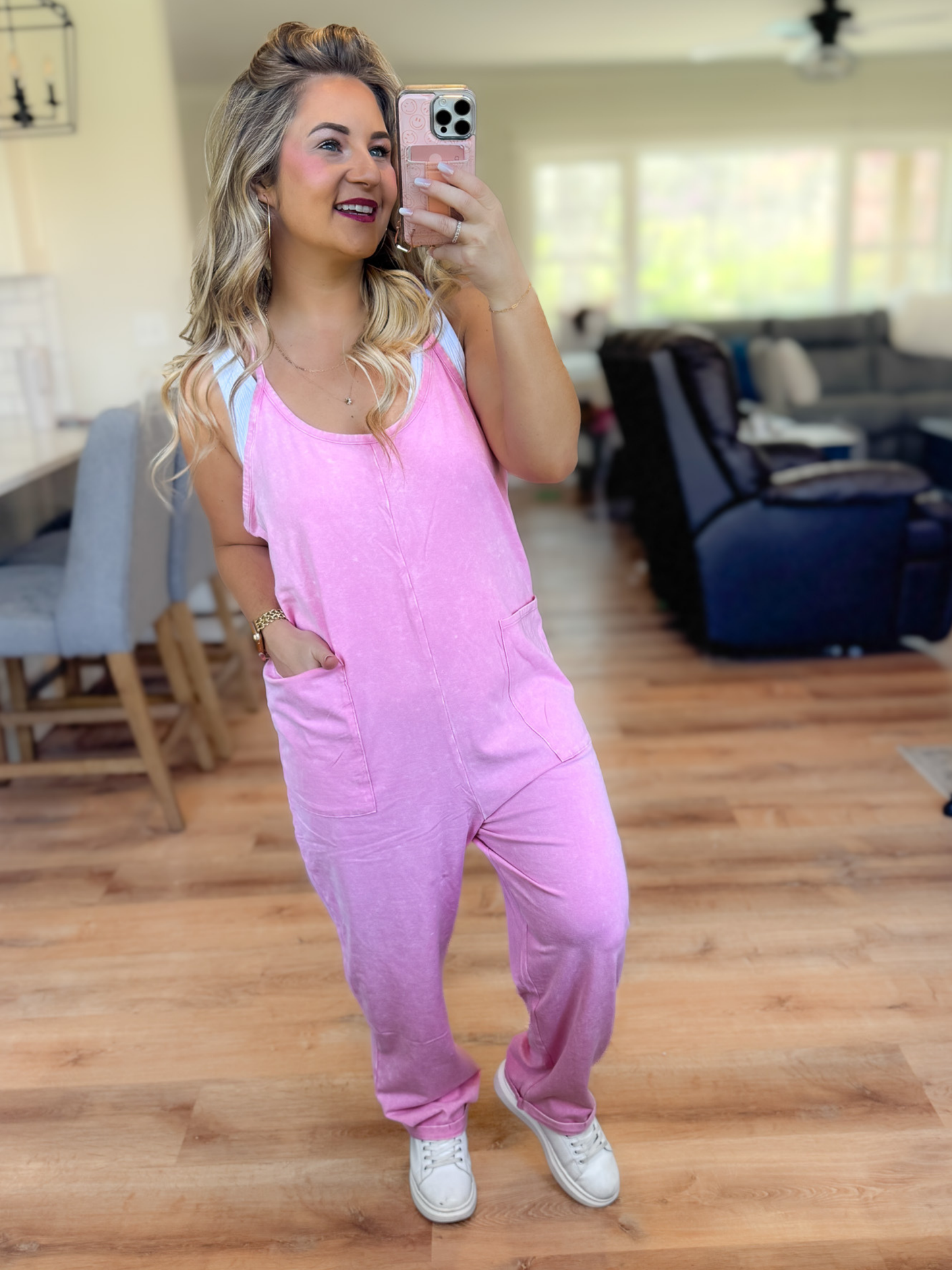 RESTOCK - COTTON CANDY PINK MINERAL WASHED ROMPER