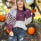 FIND ME IN FALL MIXED CABLE KNIT SWEATER WITH TIE BACK