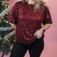 OH WHAT FUN LINED RED SEQUIN TOP