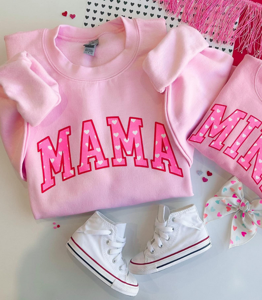 VARSITY MAMA HEARTS PINK VALENTINE'S DAY