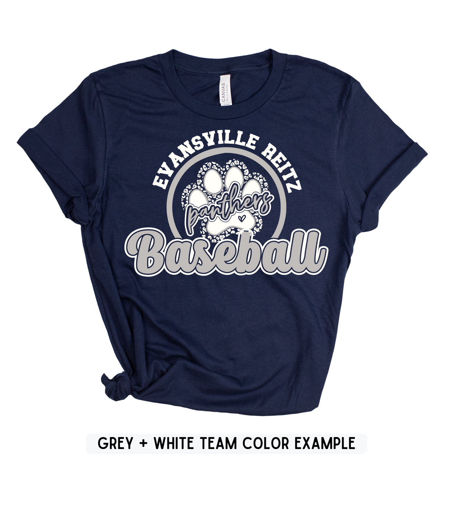 ADULT CUSTOMIZABLE BASEBALL PAW TEE OPTIONS