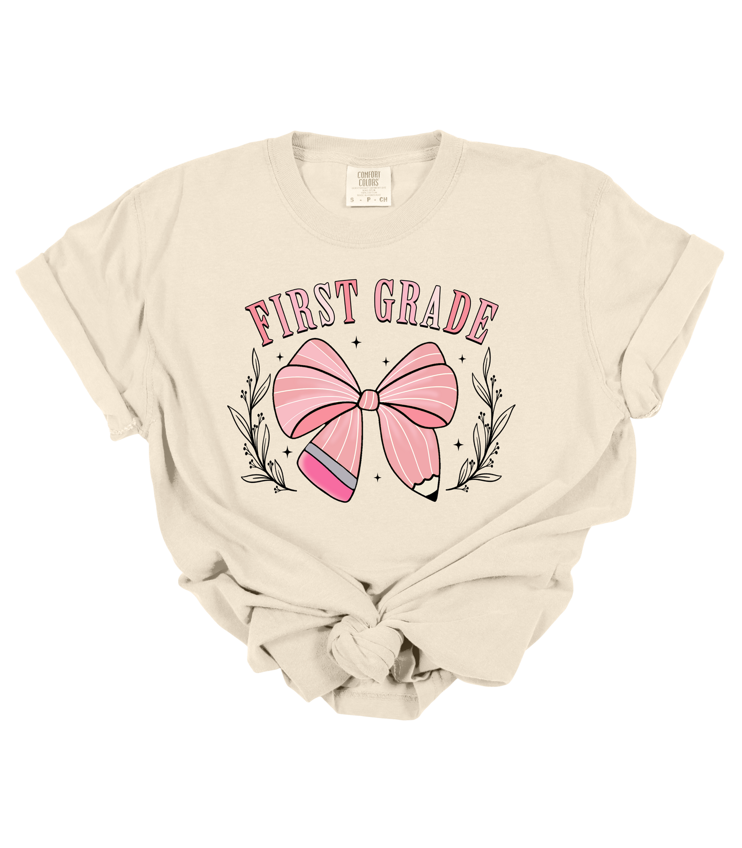 CUSTOMIZABLE GRADE PENCIL BOW TEACHER TEE