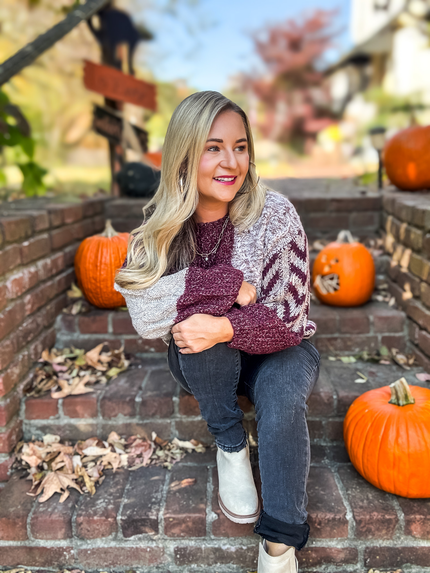 FIND ME IN FALL MIXED CABLE KNIT SWEATER WITH TIE BACK