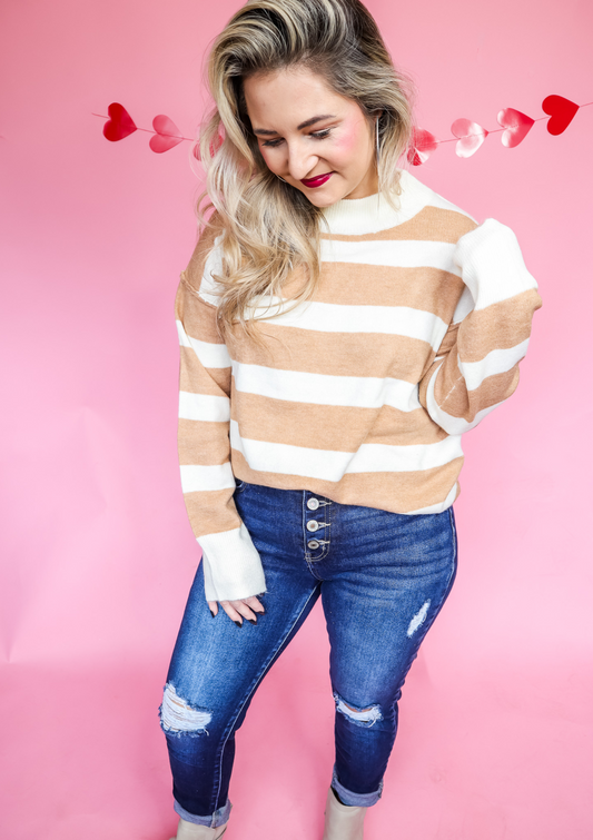 COMING TOGETHER NEUTRAL STRIPED SWEATER-FINAL SALE