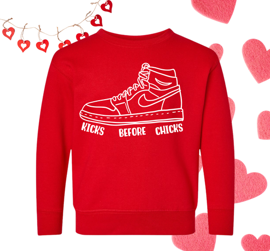 KICKS BEFORE CHICKS YOUTH CREW/TEE