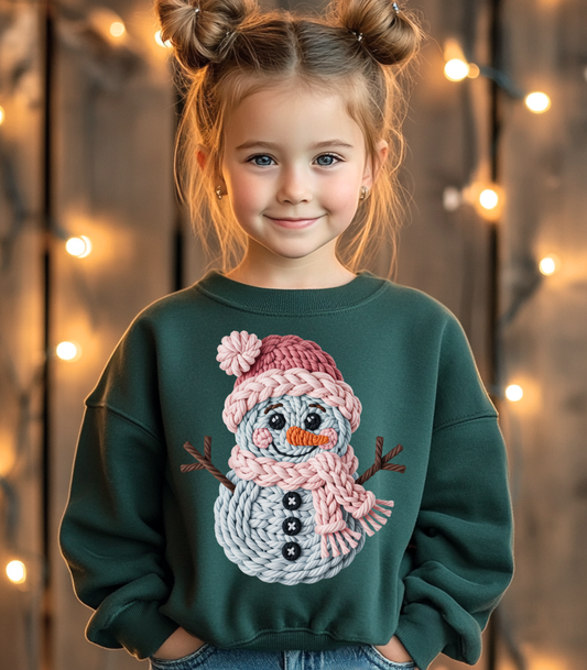 YOUTH FAUX YARN SNOWMAN - TODDLER & YOUTH SWEATSHIRT OPTIONS