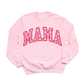 VARSITY MAMA PINK HEARTS CREW/TEE