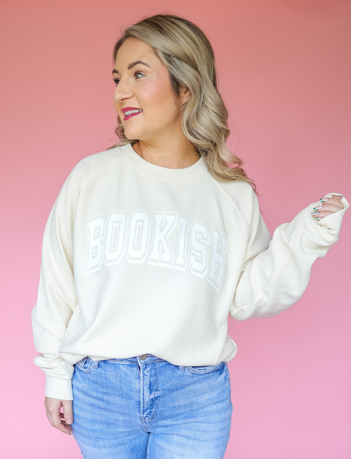 BOOKISH NATURAL CORDED CREW