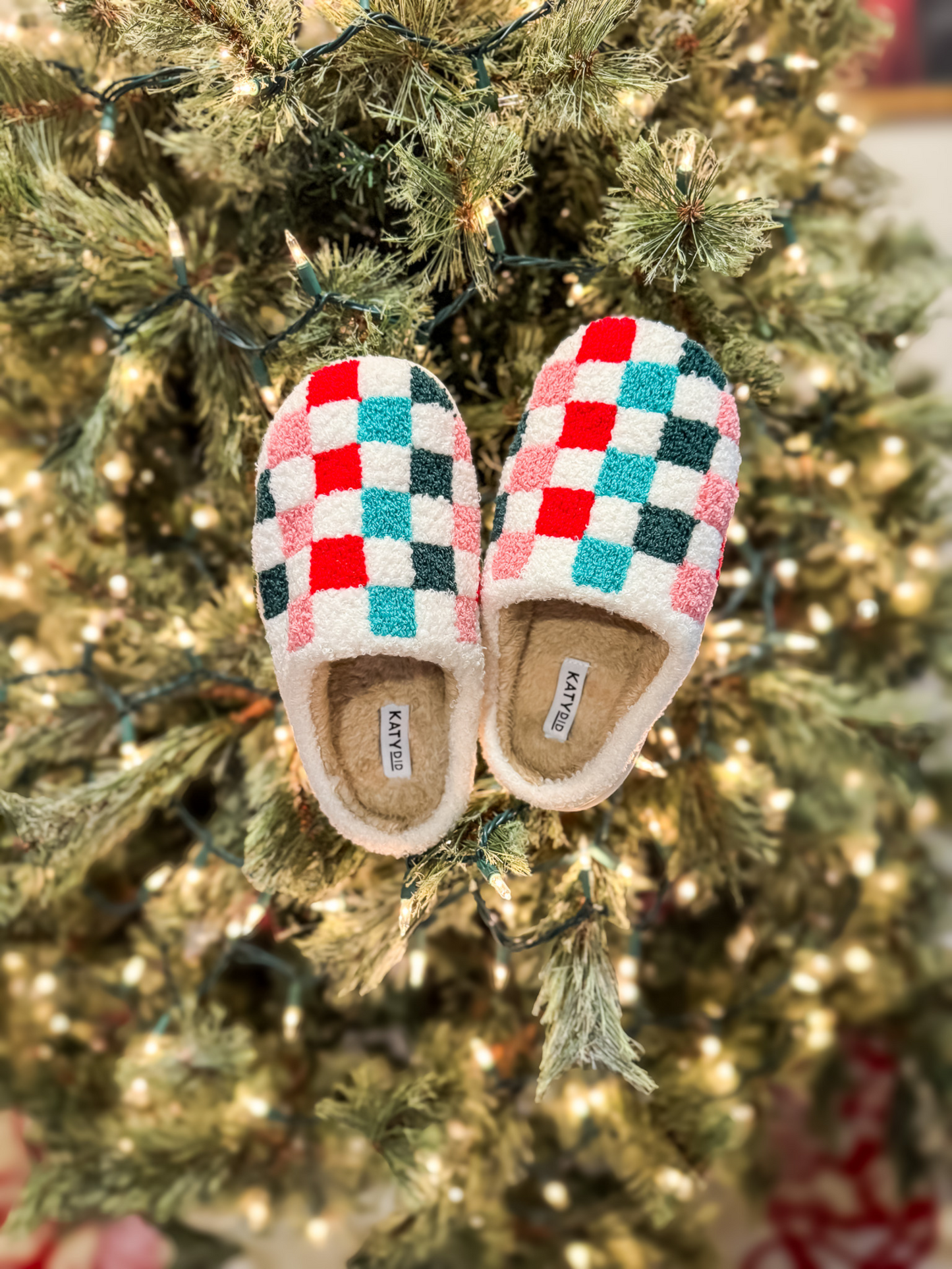 SUGAR PLUM FAIRY CHECKERED SUPER SOFT SLIPPERS