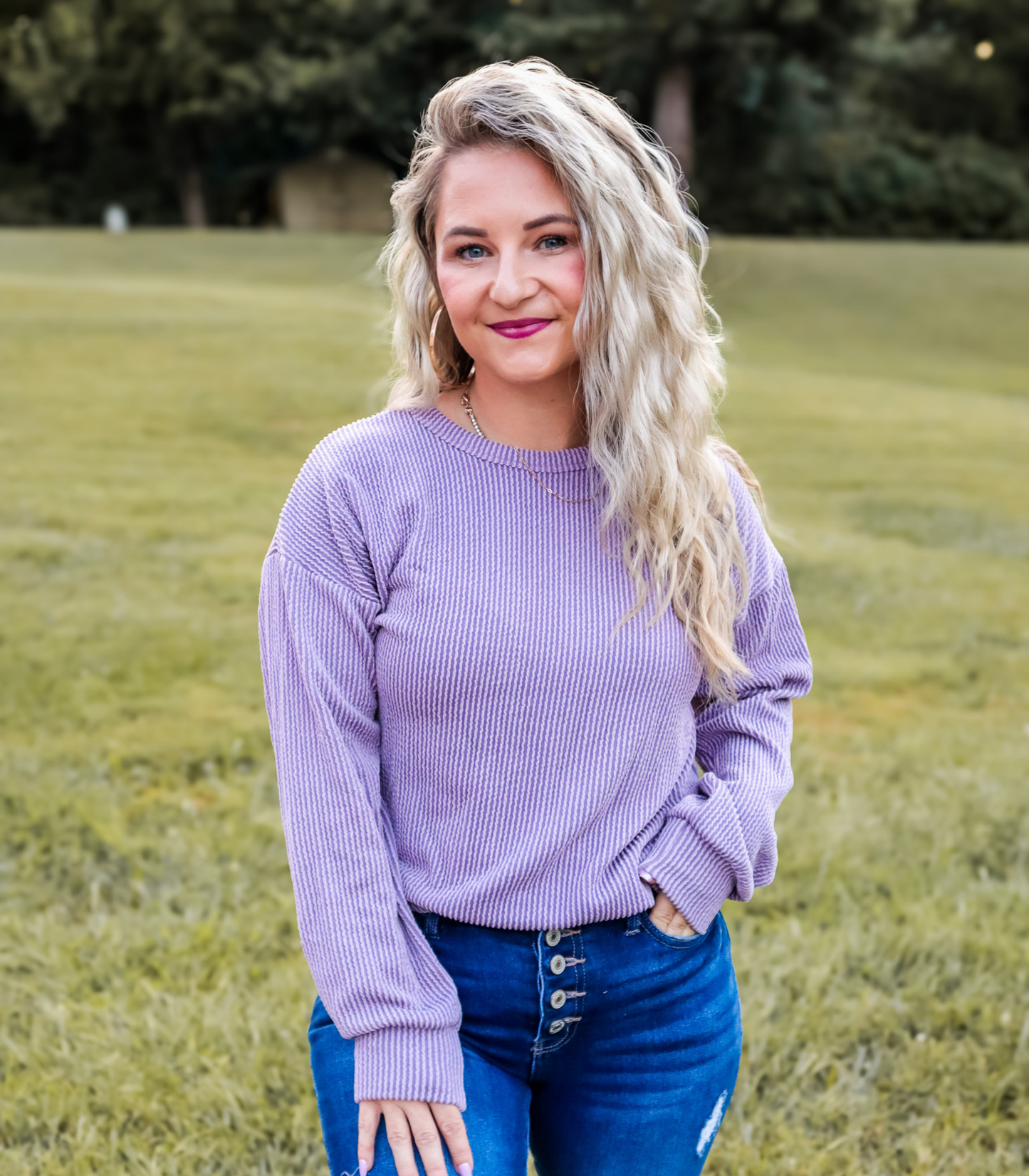 DUSTY LAVENDER HAZE RIBBED TOP