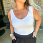 WHITE DOUBLED LAYERED V NECK TANK - BEST OF THE BEST BASIC